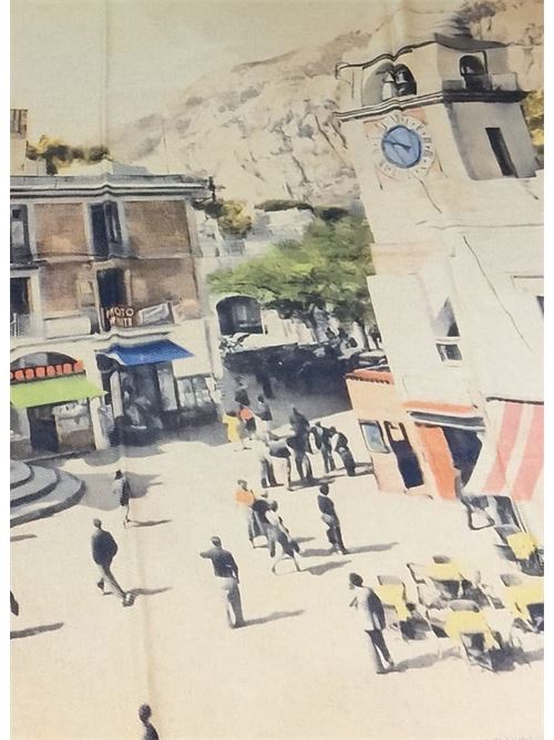 Plaid in cashmere e lana con immagine piazzetta di capri Laboratorio Capri | PLAIDPIAZZETTA